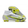 Nike Mercurial Superfly VIII Elite AG Pro Bianco Nero Metallic Argento Volt