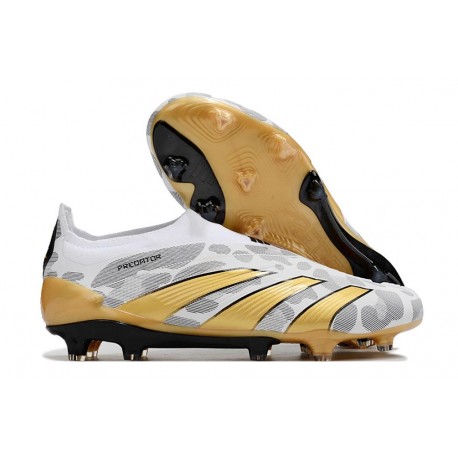 Scarpa adidas Predator Elite Senza Lacci FG Oro Bianco Grigio