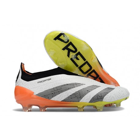 Scarpa adidas Predator Elite Senza Lacci FG Bianco Nero Arancione