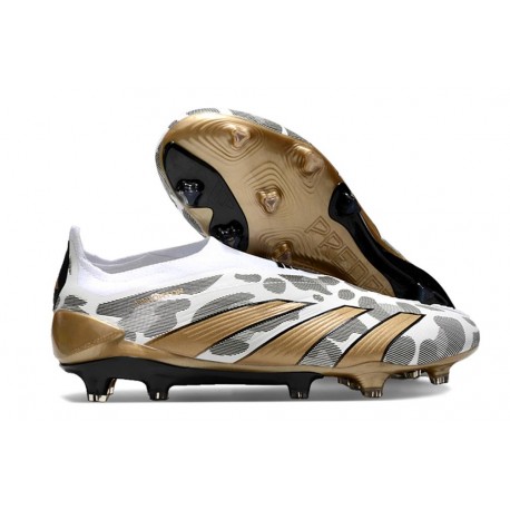 Scarpa adidas Predator Elite Senza Lacci FG Oro Metallizzato Bianco Grigio