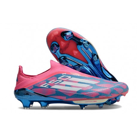 adidas F50+ Senza Lacci FG Solar Blu Ftwr Bianco Solar Rosa